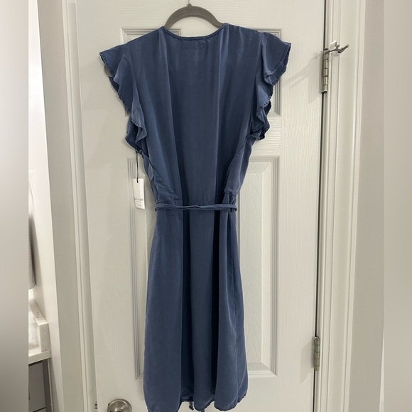 NWT Bella Dahl Ruffle Sleeve Wrap Dress Size Small Blue Navy - Picture 4 of 9